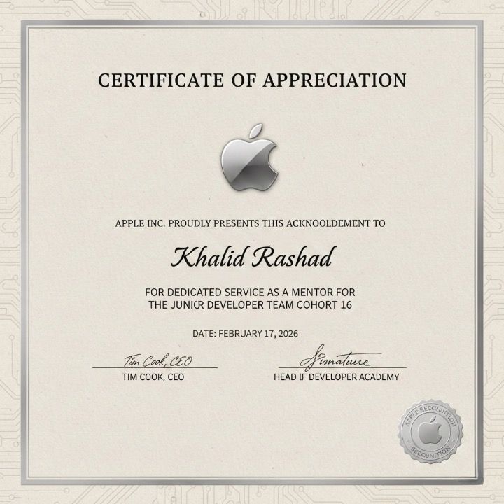 Apple – Certificate of Appreciation