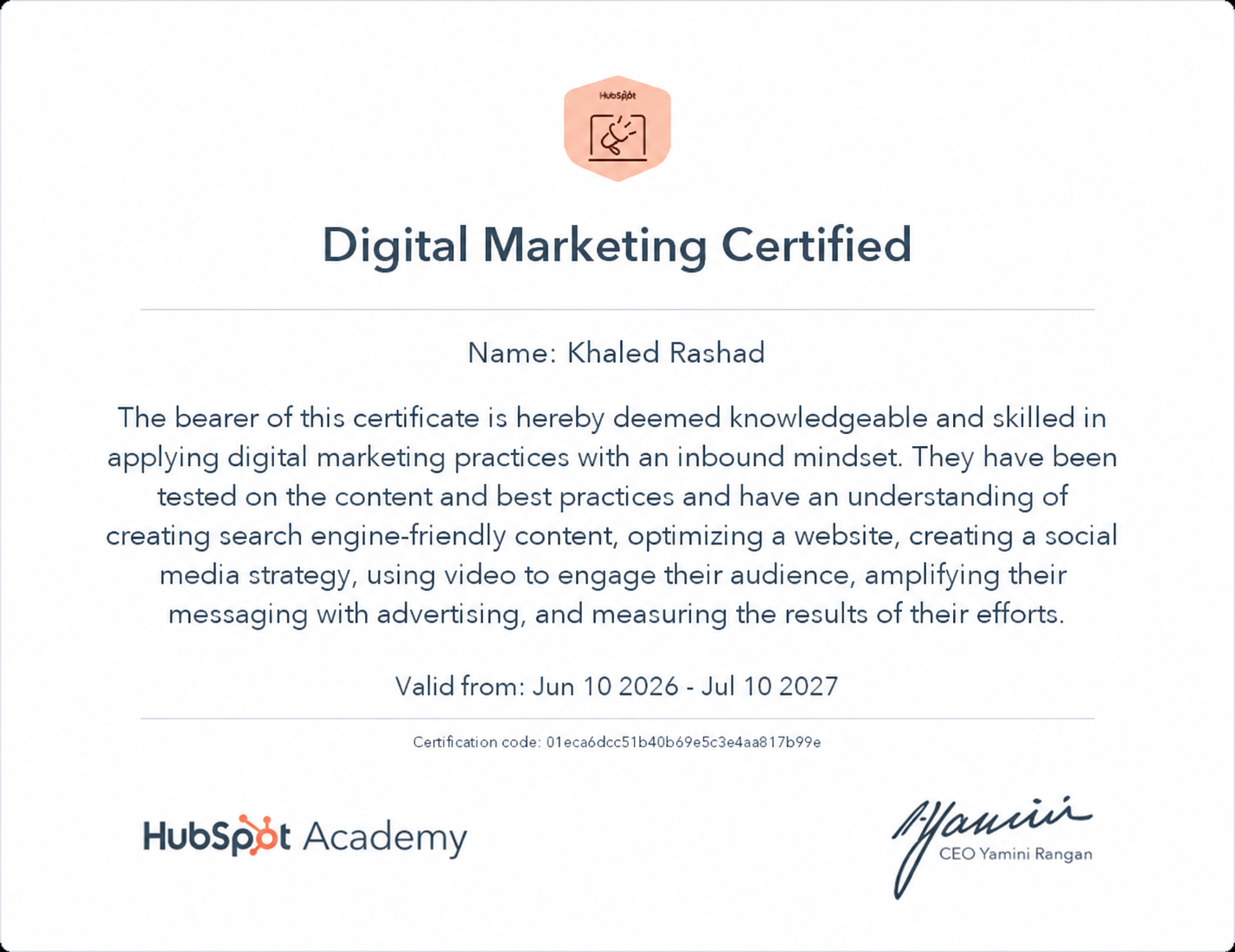 HubSpot Academy – Digital Marketing Certified